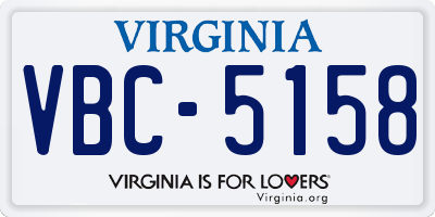 VA license plate VBC5158