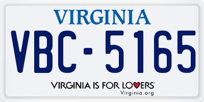 VA license plate VBC5165