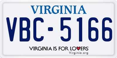 VA license plate VBC5166