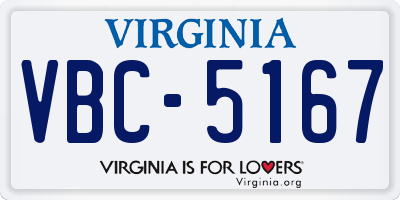 VA license plate VBC5167