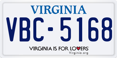 VA license plate VBC5168