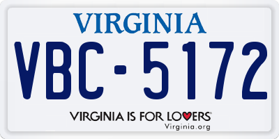 VA license plate VBC5172