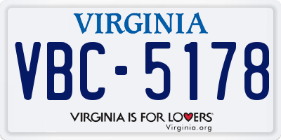 VA license plate VBC5178