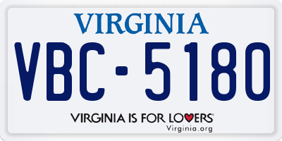 VA license plate VBC5180