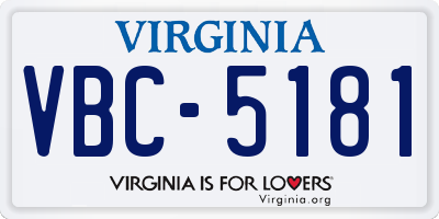 VA license plate VBC5181