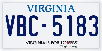 VA license plate VBC5183