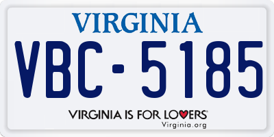 VA license plate VBC5185