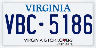 VA license plate VBC5186