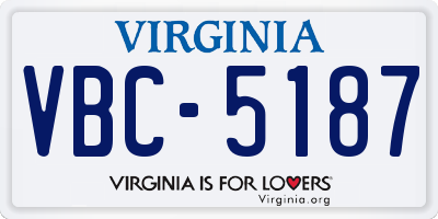 VA license plate VBC5187