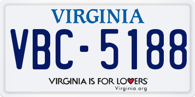 VA license plate VBC5188
