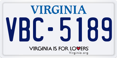 VA license plate VBC5189
