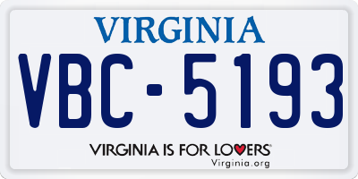VA license plate VBC5193