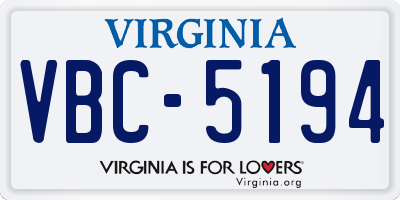 VA license plate VBC5194
