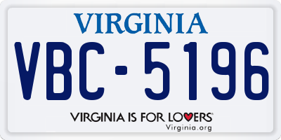 VA license plate VBC5196
