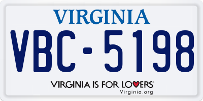 VA license plate VBC5198