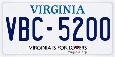 VA license plate VBC5200