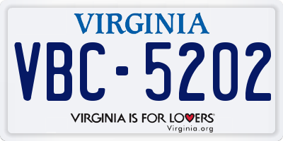 VA license plate VBC5202