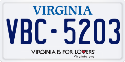 VA license plate VBC5203