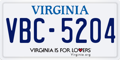 VA license plate VBC5204
