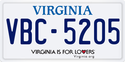 VA license plate VBC5205