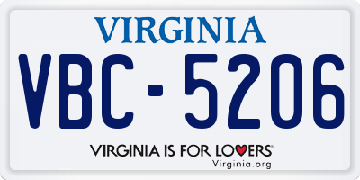 VA license plate VBC5206