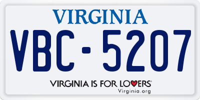 VA license plate VBC5207
