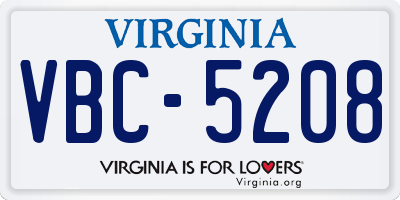 VA license plate VBC5208