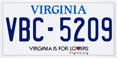 VA license plate VBC5209
