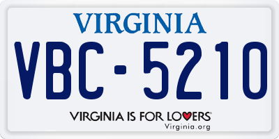 VA license plate VBC5210