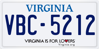 VA license plate VBC5212