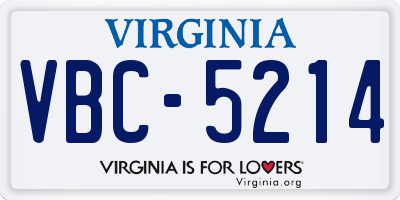 VA license plate VBC5214