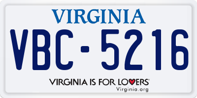 VA license plate VBC5216