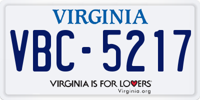 VA license plate VBC5217