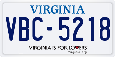 VA license plate VBC5218