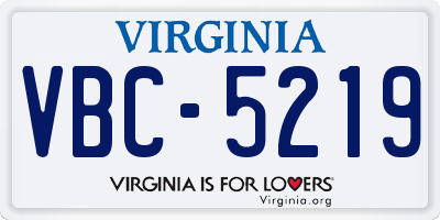 VA license plate VBC5219