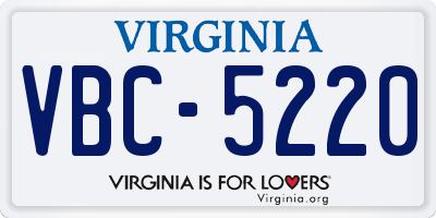 VA license plate VBC5220