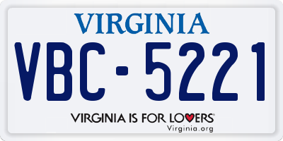 VA license plate VBC5221