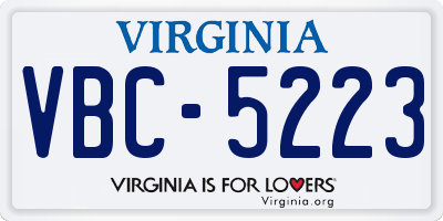 VA license plate VBC5223