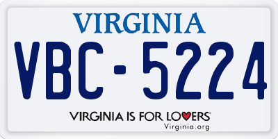 VA license plate VBC5224