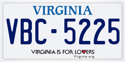VA license plate VBC5225