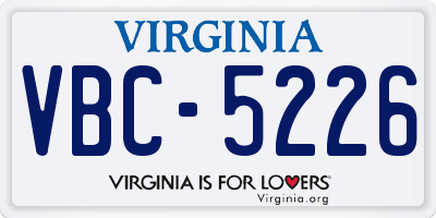 VA license plate VBC5226