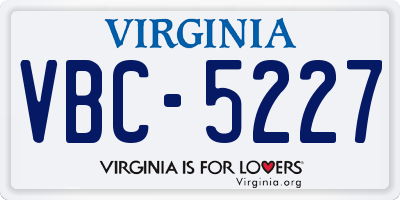 VA license plate VBC5227