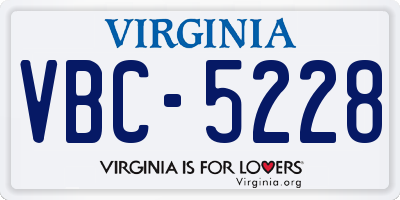 VA license plate VBC5228
