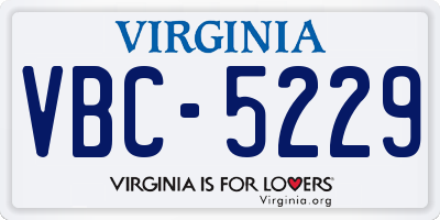 VA license plate VBC5229