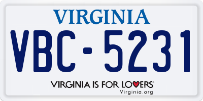 VA license plate VBC5231