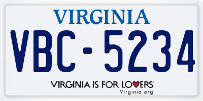 VA license plate VBC5234