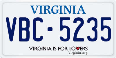 VA license plate VBC5235