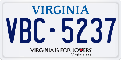 VA license plate VBC5237