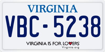 VA license plate VBC5238
