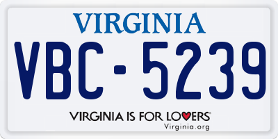 VA license plate VBC5239